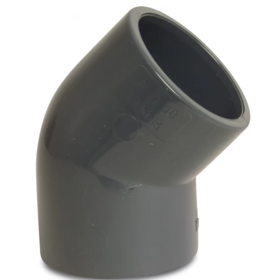 Druk PVC bocht 25mm - 45°