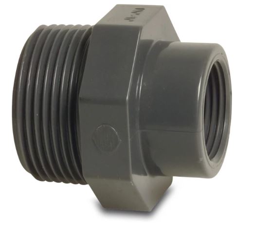 Druk PVC verloopstuk 5/4 x 3/4 MF