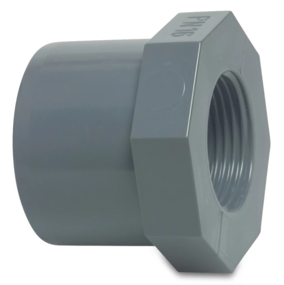 Druk PVC verloopring 40mm x 1/2 F