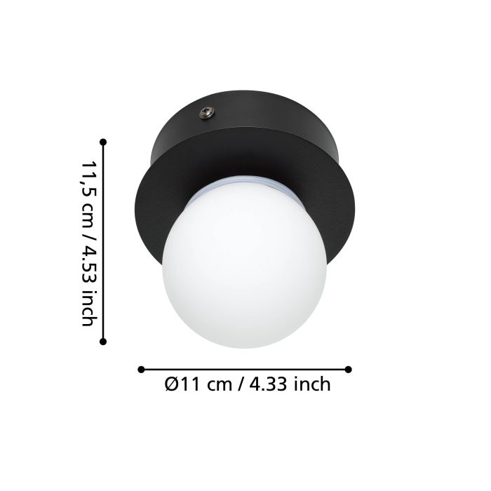 Eglo wand-/plafondlamp Mosiano zwart IP44