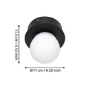 Eglo wand-/plafondlamp Mosiano zwart IP44