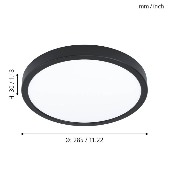 Eglo Fueva 5 LED opbouwarmatuur 285mm zwart dimbaar 2400lm 3000K