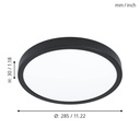 Eglo Fueva 5 LED opbouwarmatuur 285mm zwart dimbaar 2400lm 3000K