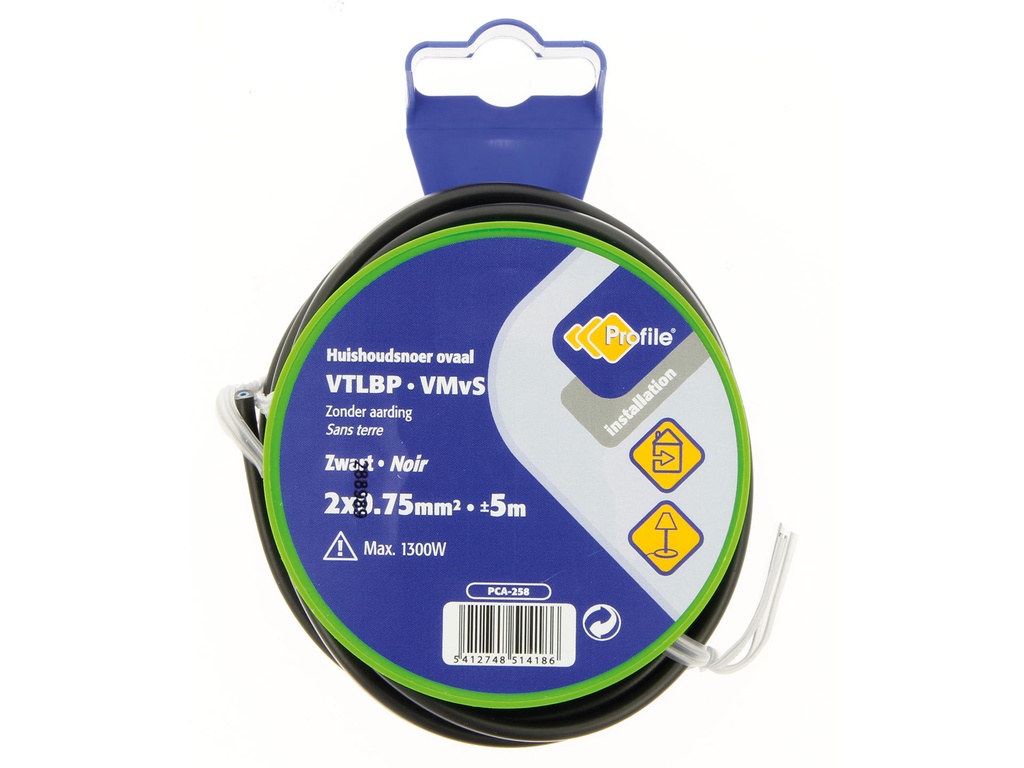 VTLBP 2X0.75 ZWART 5 M BLISTER