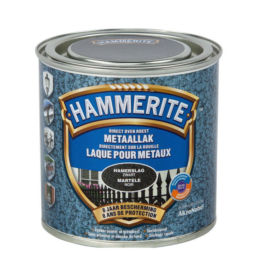HAMMERITE HAMERSLAGLAK 250ML ZWART