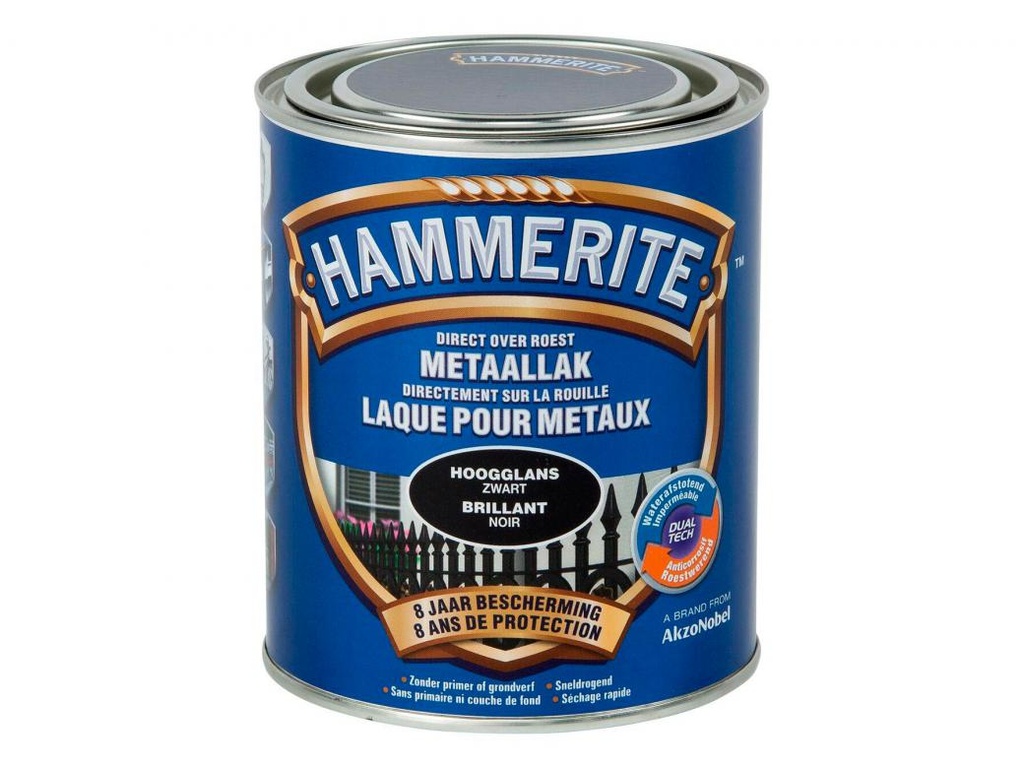 HAMMERITE HOOGGLANSLAK 250ML ZWART