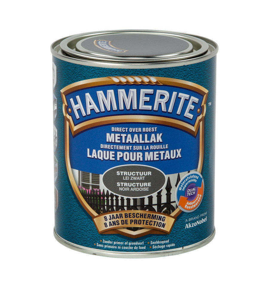 HAMMERITE STRUCTUURMAT LAK LEI ZWART 750 ML
