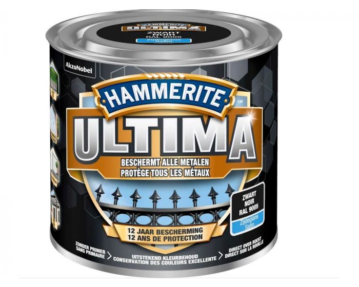 HAMERITE - ULTIMA ZIJDEGLANS ZWART/9005 - 250ML