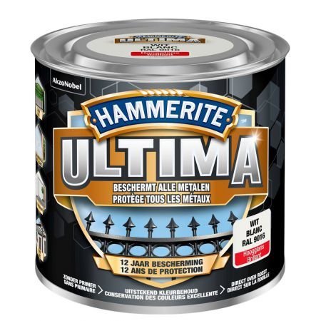 Hammerite ultima hoogglans wit / 9016 250ml