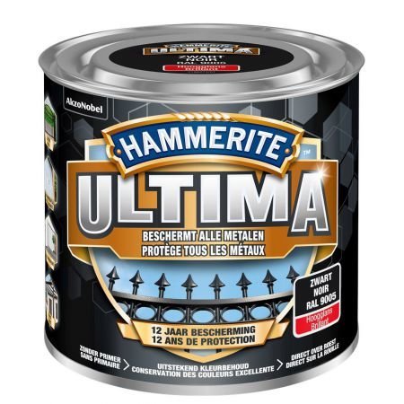 Hamerite ultima hoogglans zwart / 9005 250ml