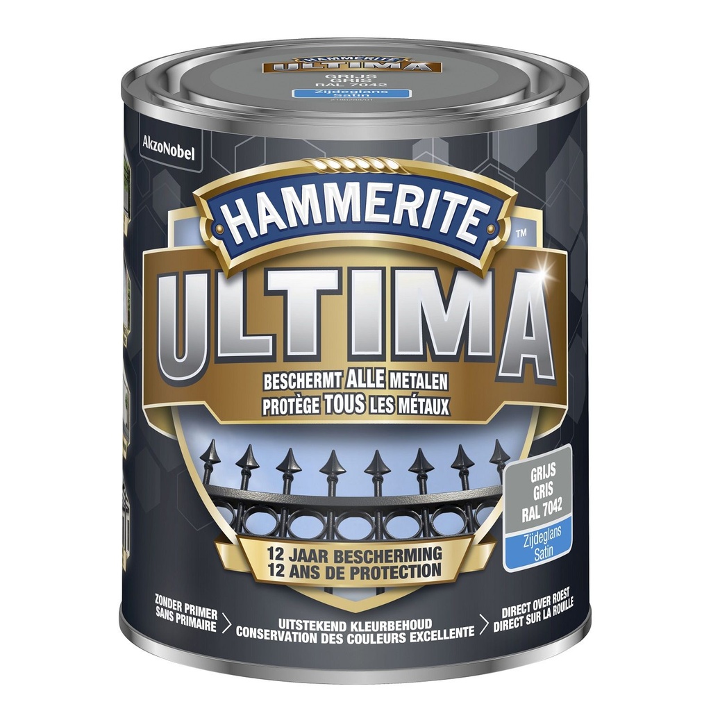 Hammerite ultima zijdeglans grijs / 7042 750ml