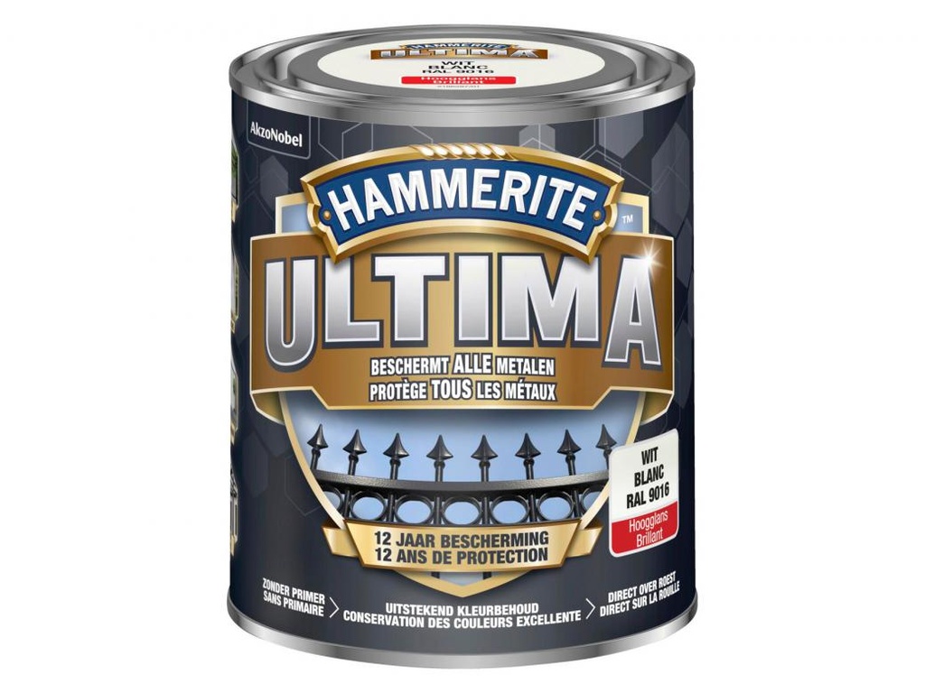 Hammerite ultima hoogglans wit / 9016 250ml