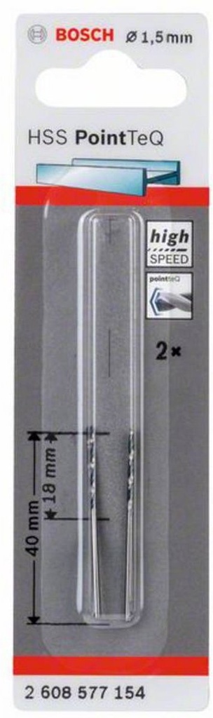 BOSCH - 2X METAALBOOR HSS POINTEQ 1.5MM