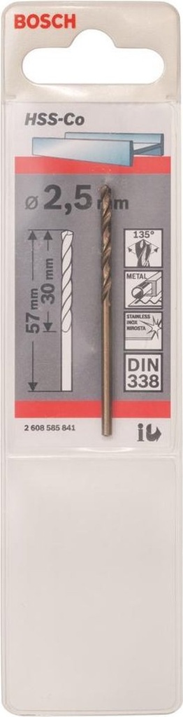 BOSCH - METAALBOOR D-PUNT HSS-CO 2.5