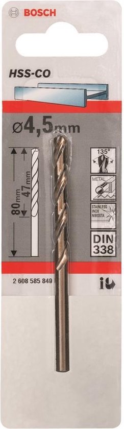 Bosch - metaalboor HSS-CO DIN338 4,5