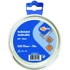 AUDIOCABLE 2X0.75 WIT 10M BL