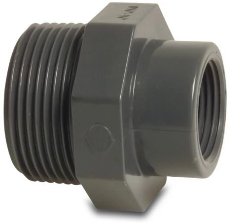 Druk PVC verloopstuk 2M x 6/4F