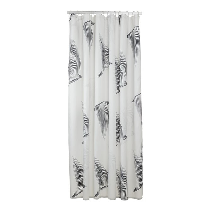 Douchegordijn birds 180x200cm poleyster zwart/wit