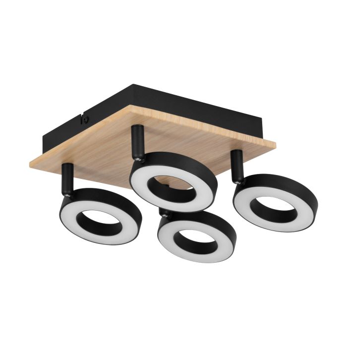 Eglo Rieveles spot 4x4,2W hout/zwart
