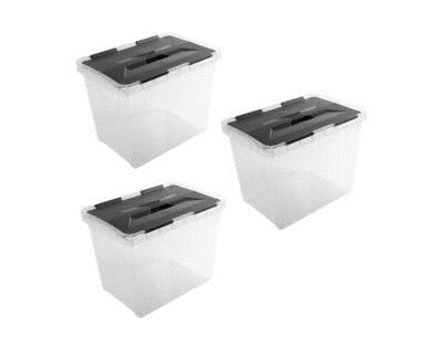 Onyx opbergbox 15L transp/antraciet (3st)