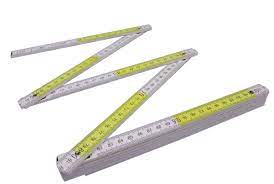 DUBBELE VOUWMETER HOUT WIT/GEEL