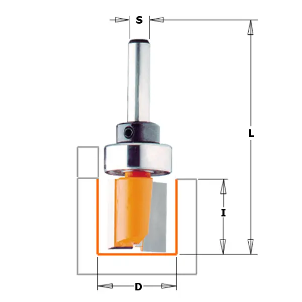CMT Groeffrees met kogellager - HW D16 x 31,7mm L66