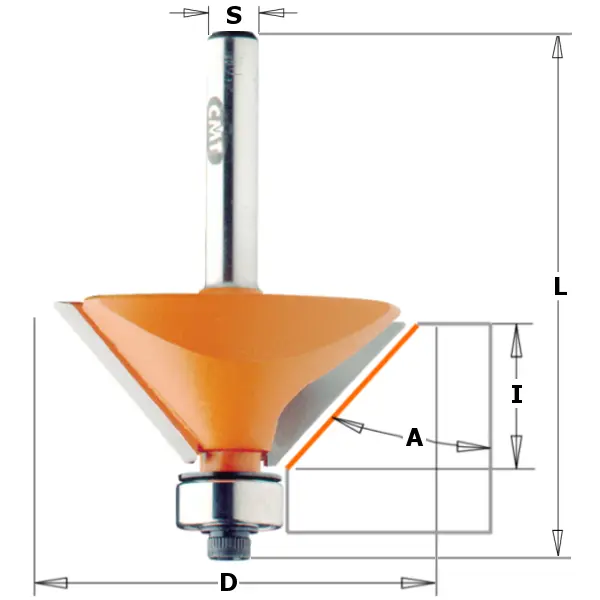 CMT Afkantfrees met kogellager - HW D19 x 11,5mm L55