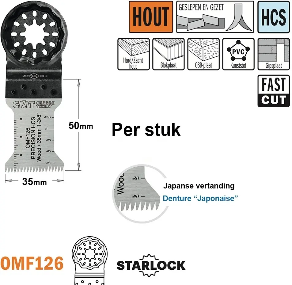 Multitoolzaagblad voor hout 35mm