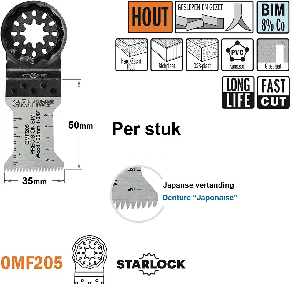 CMT Multitoolzaagblad (Jap vertanding) voor hout 35mm BIM