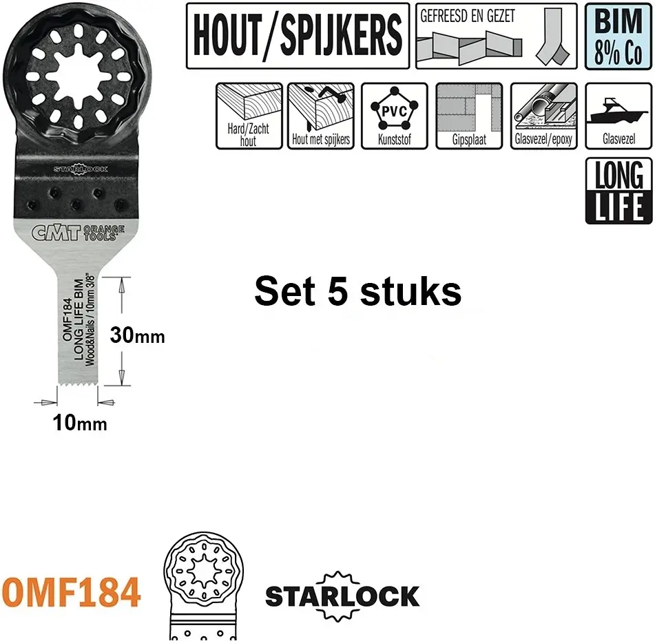 Multitoolzaagblad voor hout met spijkers 10mm BIM - 5st