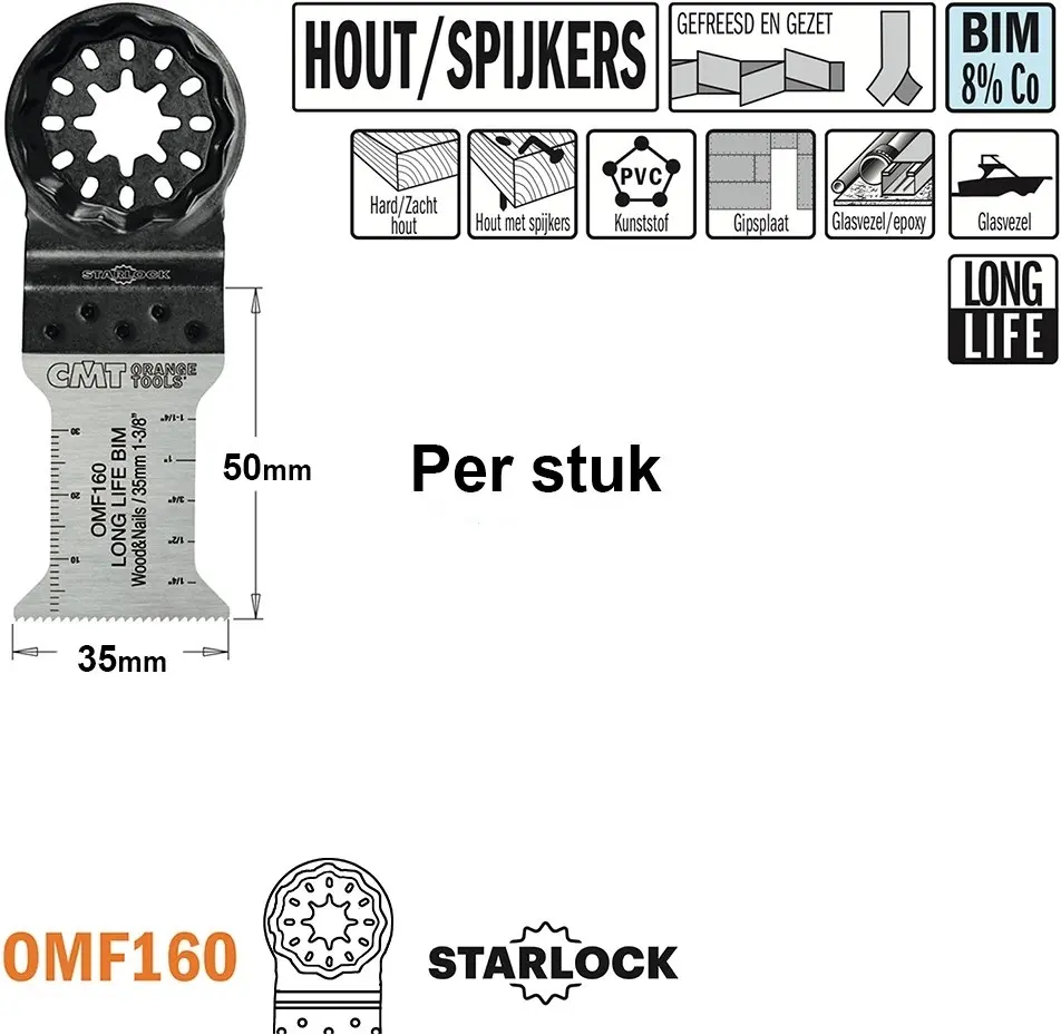 Multitoolzaagblad voor hout met spijkers 35mm BIM