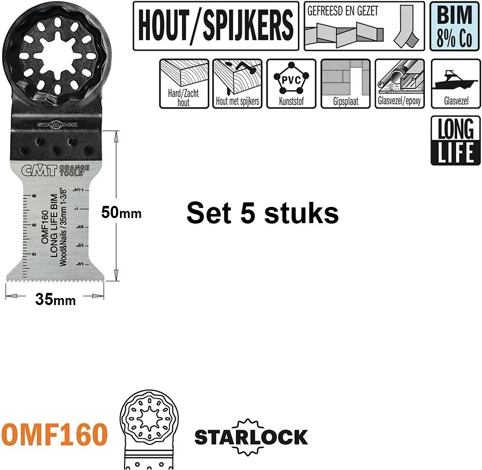 Multitoolzaagblad voor hout met spijkers 35mm BIM - 5st