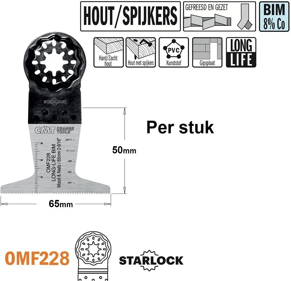 Multitoolzaagblad voor hout met spijkers 65mm BIM