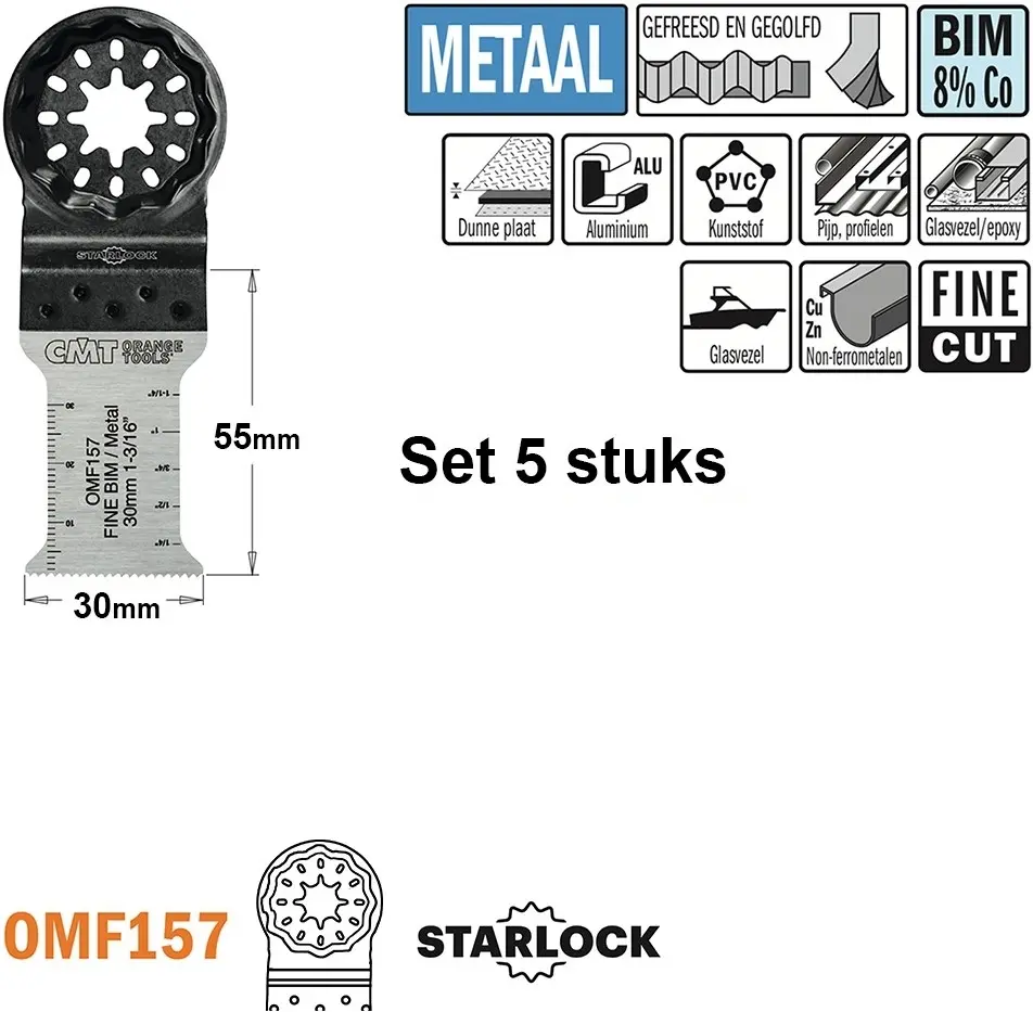 Multitoolzaagblad voormetaal 30mm BIM - 5st