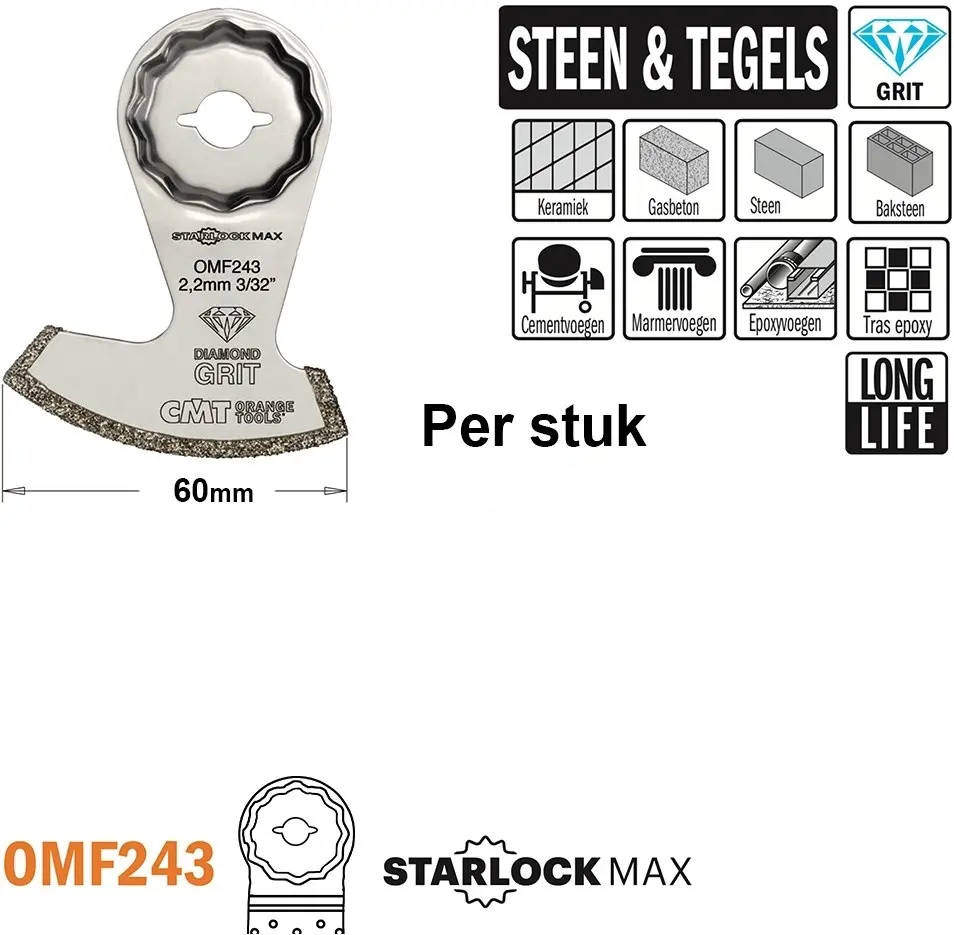 CMT Dia grit multitoolzaagblad 60mm Dp-korrel