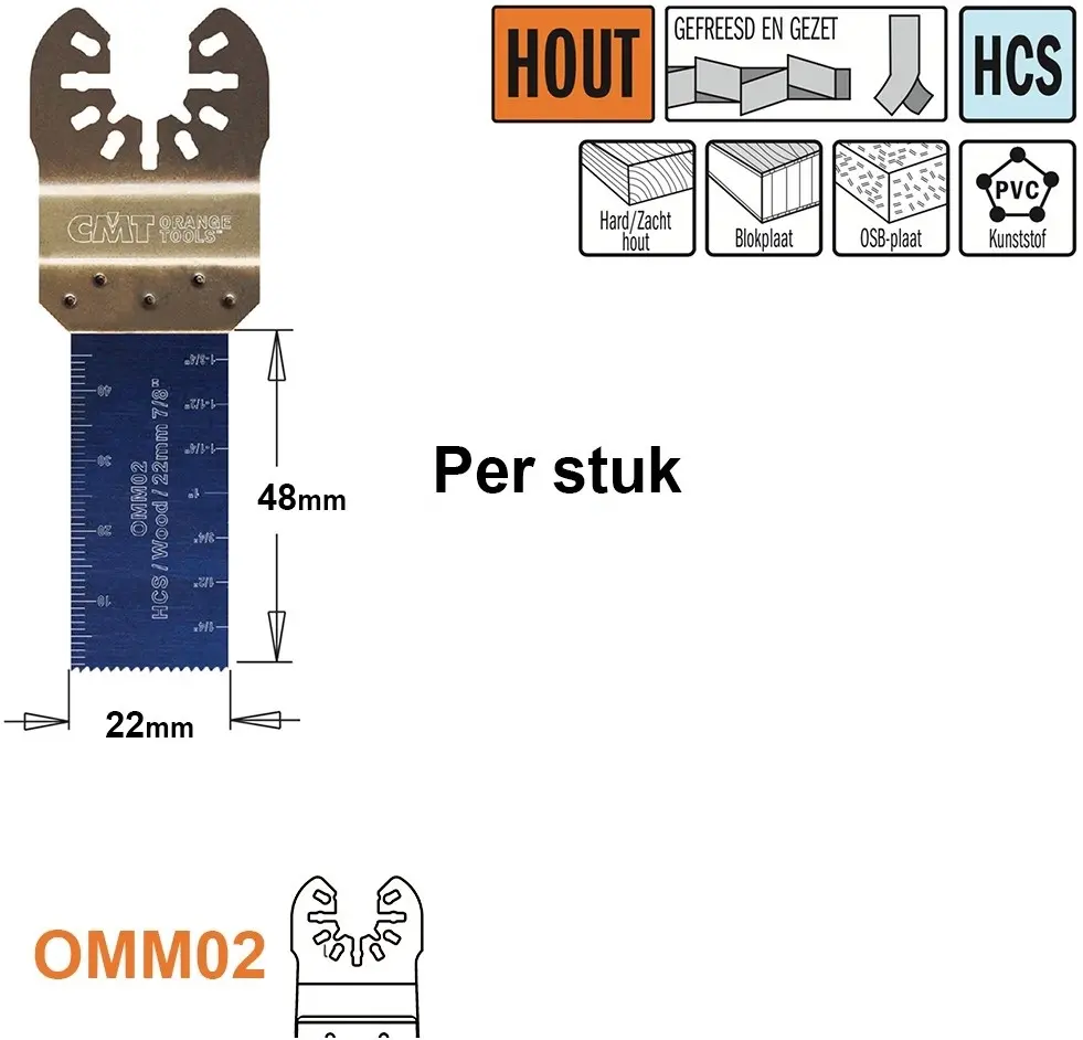 CMT Multitoolzaagblad voor hout 22mm - HCS