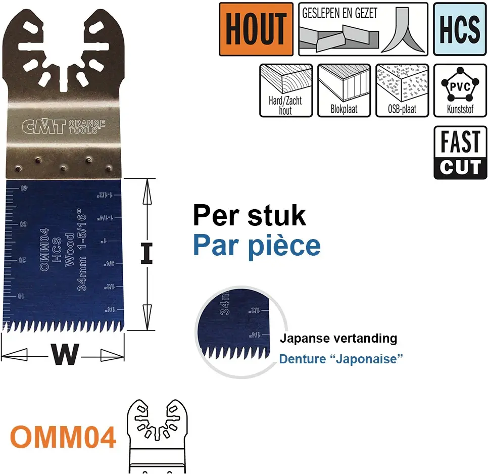 CMT Multitoolzaagblad (Jap vertanding) voor hout 34mm - HCS