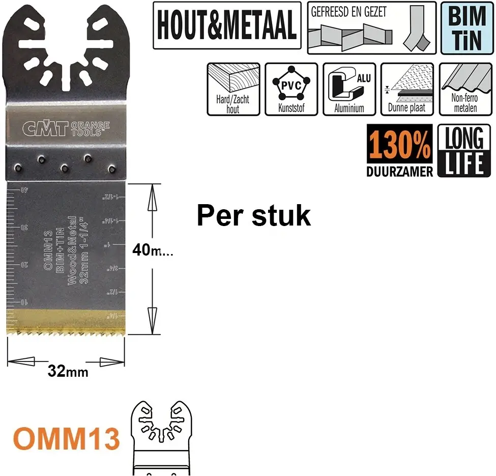 CMT Multitoolzaagblad voor hout en metaal 32mm - BIM TIN