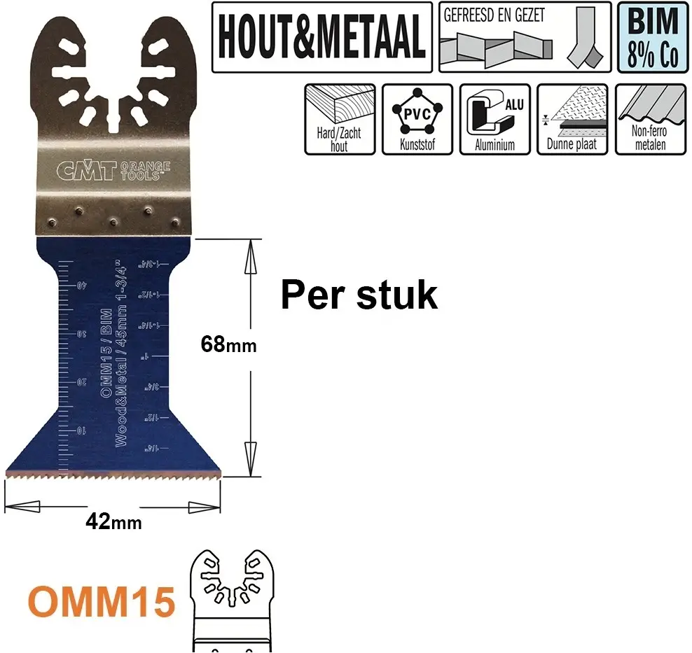 Multitoolzaagblad voor hout en metaal 15mm - BIM