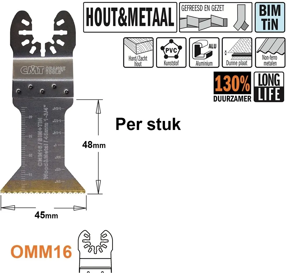 CMT Multitoolzaagblad voor hout en metaal 45mm - BIM TIN