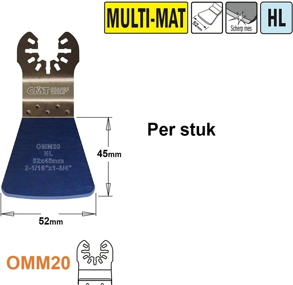 HL stabiele spatel/schraper W52mm L45mm