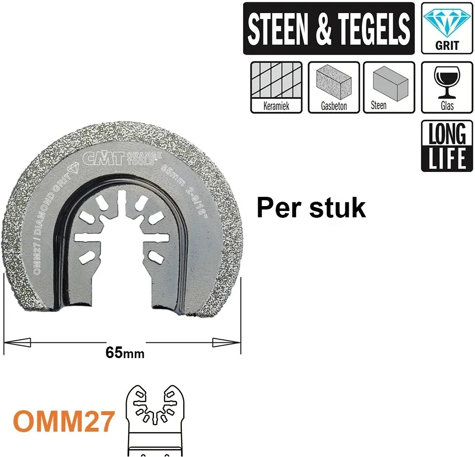CMT Rond Dia grit multitoolzaagblad 65mm DP-korrel