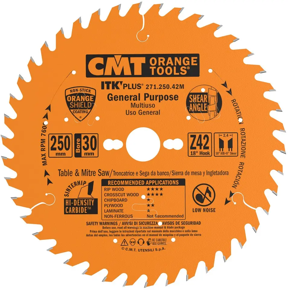 Dunne schulp- en afkortzaag 250x30x2,4 Z42