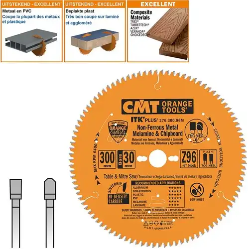CMT Dun zaagblad non-ferro metalen en hard mat. 300x30x2,8 Z96