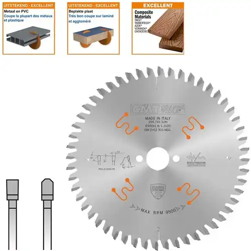 Cirkelzaag non-ferro metalen en harde mat. 160x20x1,8 Z52