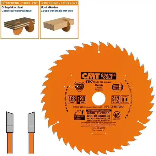 CMT Universeel zaagblad hout HW tanden 168x20x1,8 Z42