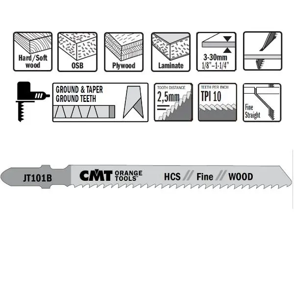 CMT Dec.zaag 100mm (Fijn recht) hout en plastic*3~30mm - HCS - 5st