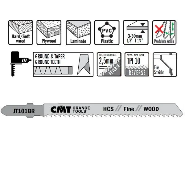 CMT Dec.zaag 100mm (Fijn recht) hout*3~30mm - HCS - 5st