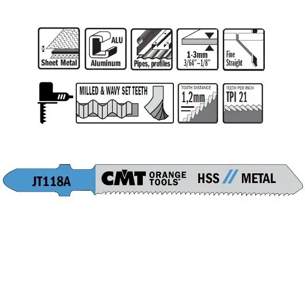 CMT Dec.zaag 76mm (Fijn recht) metaal*1~3mm - HSS - 5st