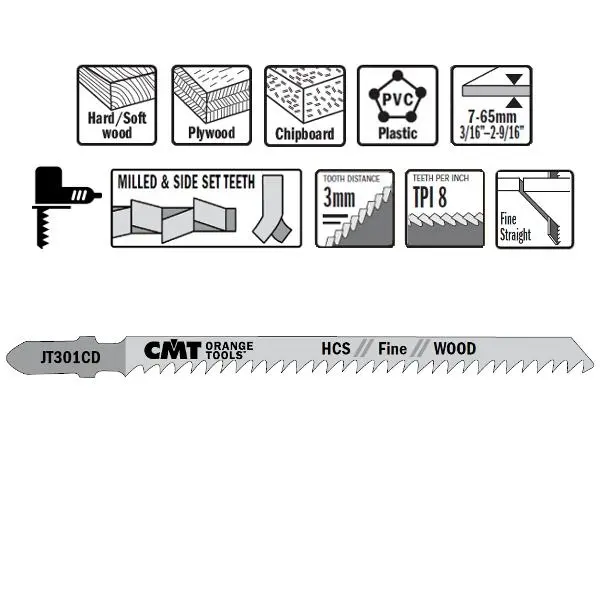 Dec.zaag 116mm (Fijn recht) Hout en plastic*~7-65mm - HCS - 5st